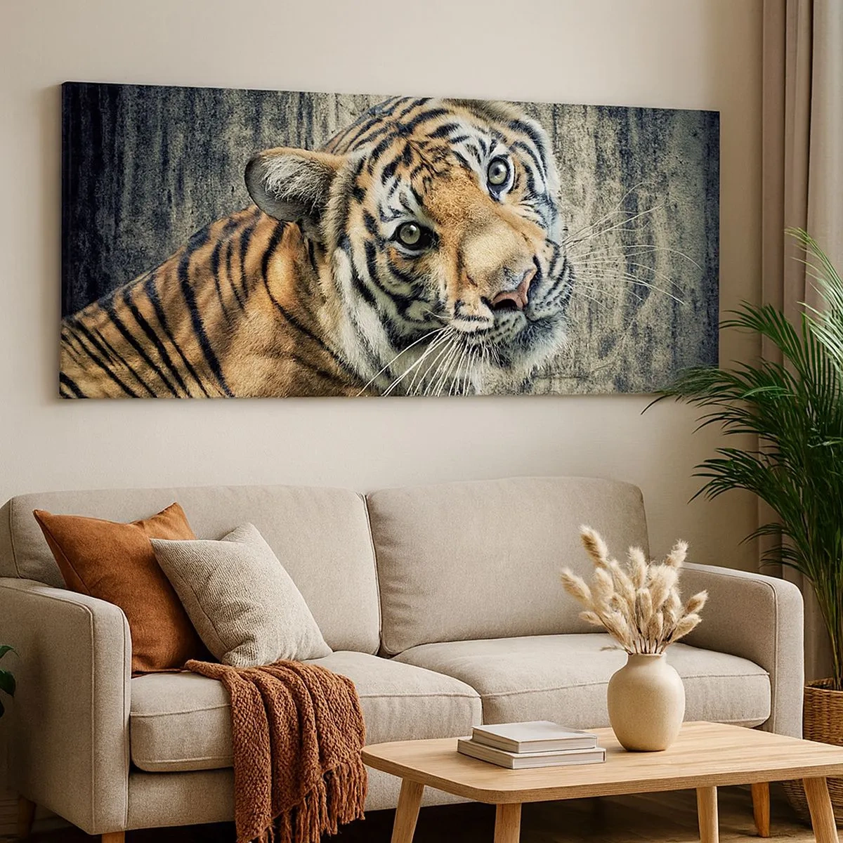 Cuadro sobre lienzo - Impresión de Imagen - Retrato en corrientes de luz - 100x40 cm