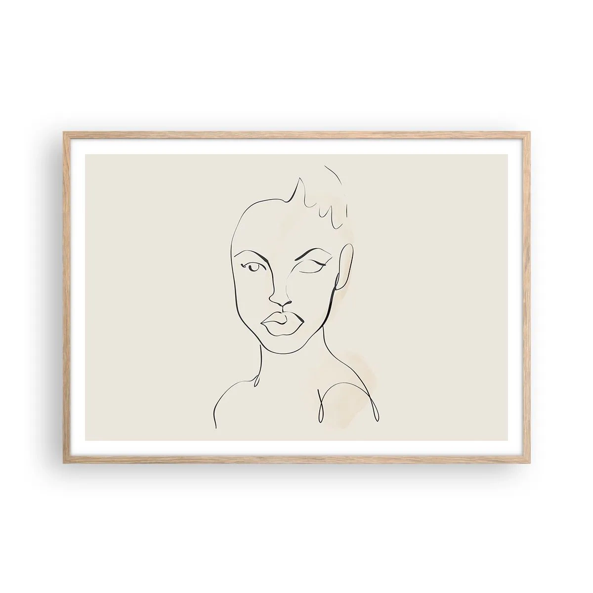 Póster en marco roble claro - Un esbozo de sensualidad - 100x70 cm