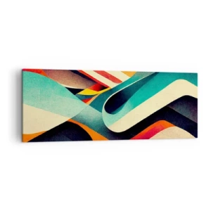 Cuadro sobre lienzo - Impresión de Imagen - Ondas abstractas coloridas en una composición dinámica - 140x50cm - Composición intensa - Decoración de pared moderna para salón y dormitorio ARTTOR