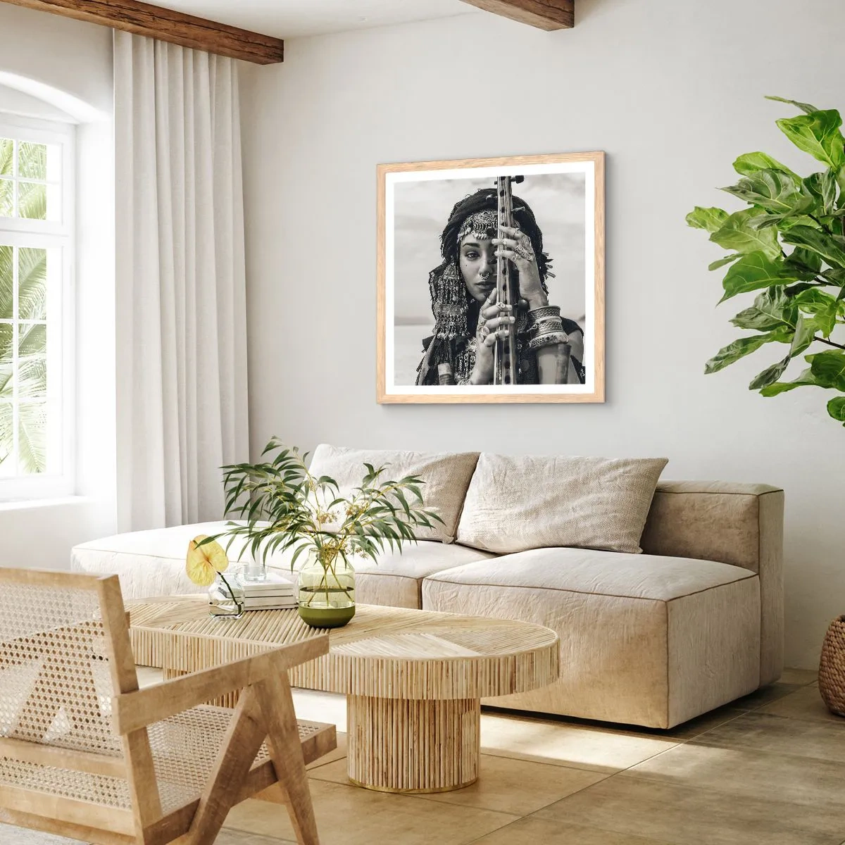 Póster en marco roble claro - La música propia de Oriente - 60x60 cm