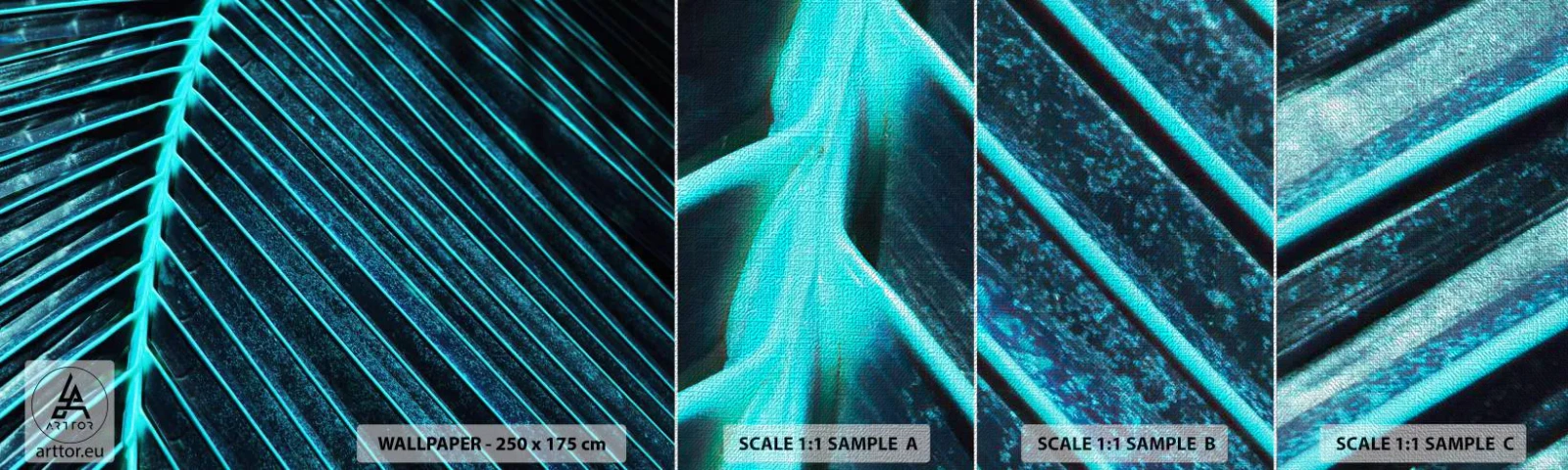 Muestra de fotomural Premium Canvas - La textura del verde - Hoja, Macro, Tropical - 100x30 cm