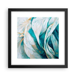 Póster en marco negro - Abstracción azul con motivos dorados - 30x30 cm