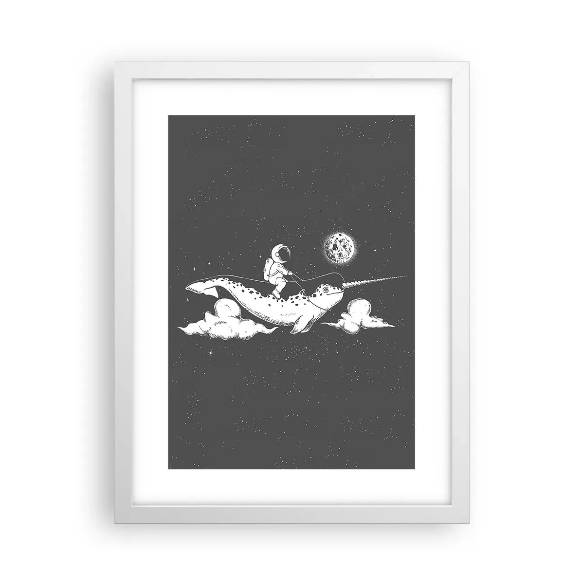Póster en marco blanco - Jinete espacial - 30x40 cm