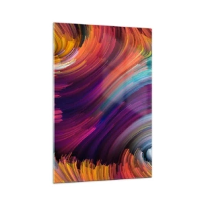 Cuadro sobre vidrio - Impresiones sobre Vidrio - Remolinos abstractos en colores vibrantes - 70x100cm - El comienzo de un nuevo mundo - Decoración de pared moderna para salón y dormitorio ARTTOR