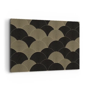 Cuadro sobre lienzo - Impresión de Imagen - Patrón Art Déco con semicírculos y líneas doradas. - 120x80cm - Multiplicación de la unidad - Decoración de pared moderna para salón y dormitorio ARTTOR