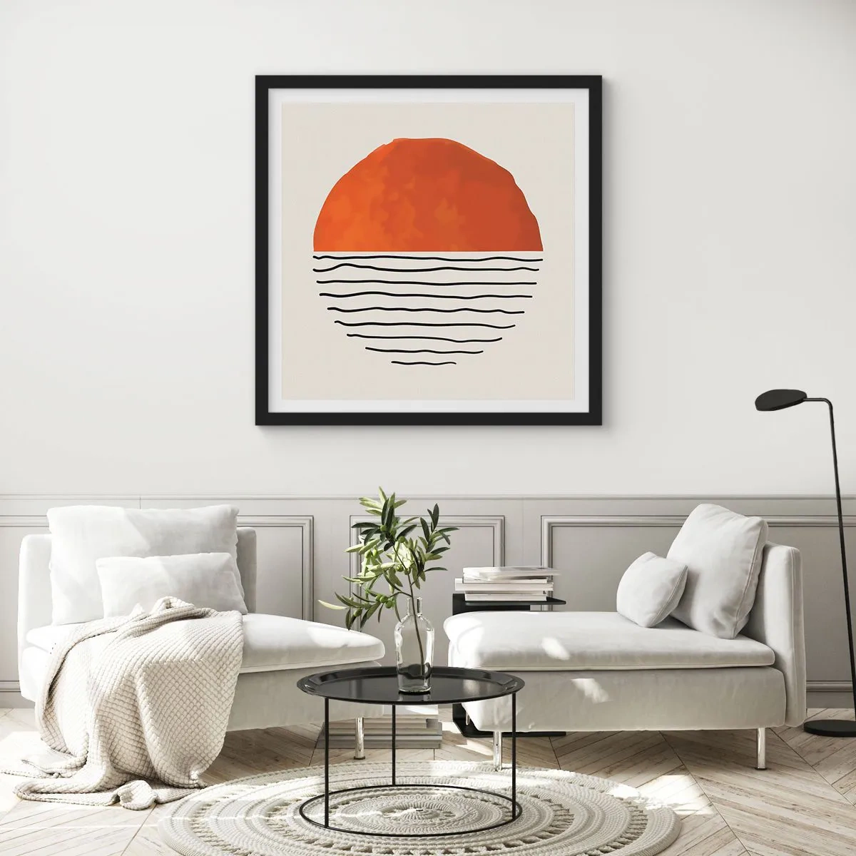 Póster en marco negro - En un ambiente japonés - 50x50 cm