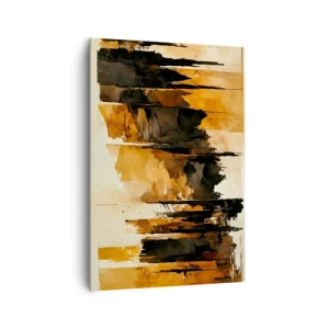 Cuadro sobre lienzo - Impresión de Imagen - Rayas abstractas doradas y negras en una composición artística - 70x100cm - Armonía de negro y oro - Decoración de pared moderna para salón y dormitorio ARTTOR