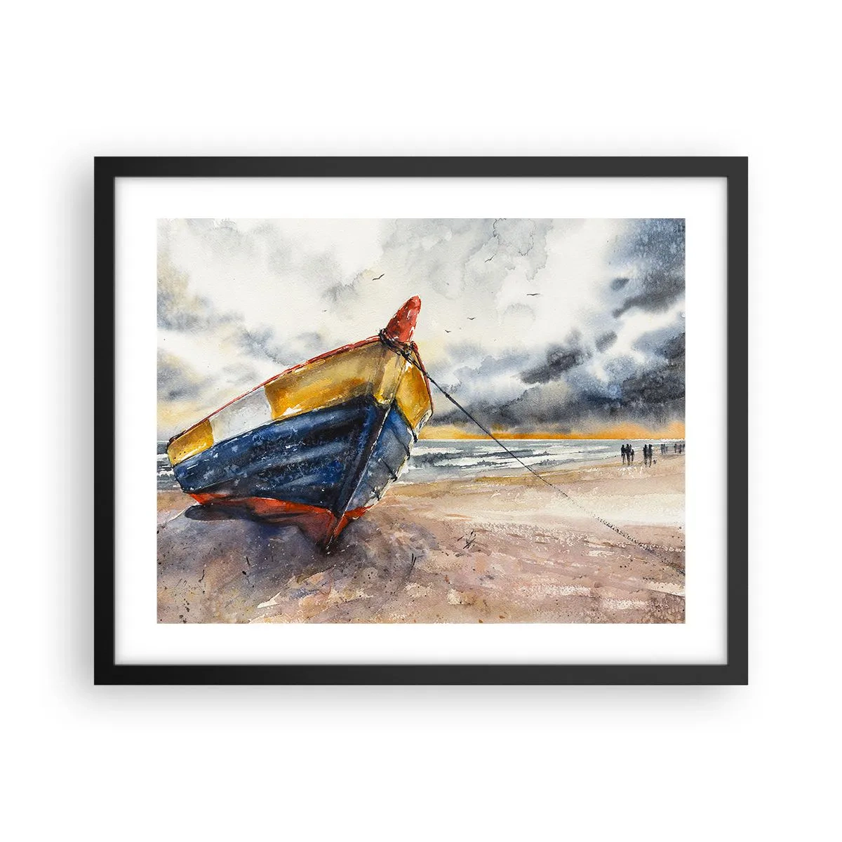 Póster en marco negro - Descansando en la orilla - 50x40 cm