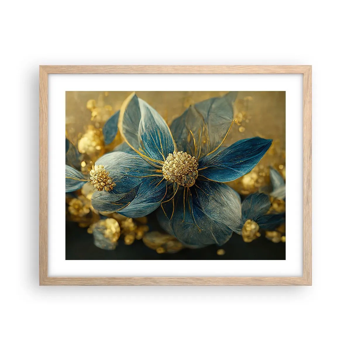 Póster en marco roble claro - Flor de oro - 50x40 cm