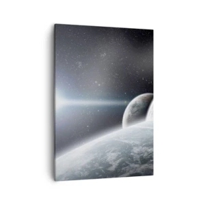 Cuadro sobre lienzo - Impresión de Imagen - Planetas en el espacio contra el fondo de estrellas y galaxias. - 50x70cm - Música cósmica de las esferas - Decoración de pared moderna para salón y dormitorio ARTTOR