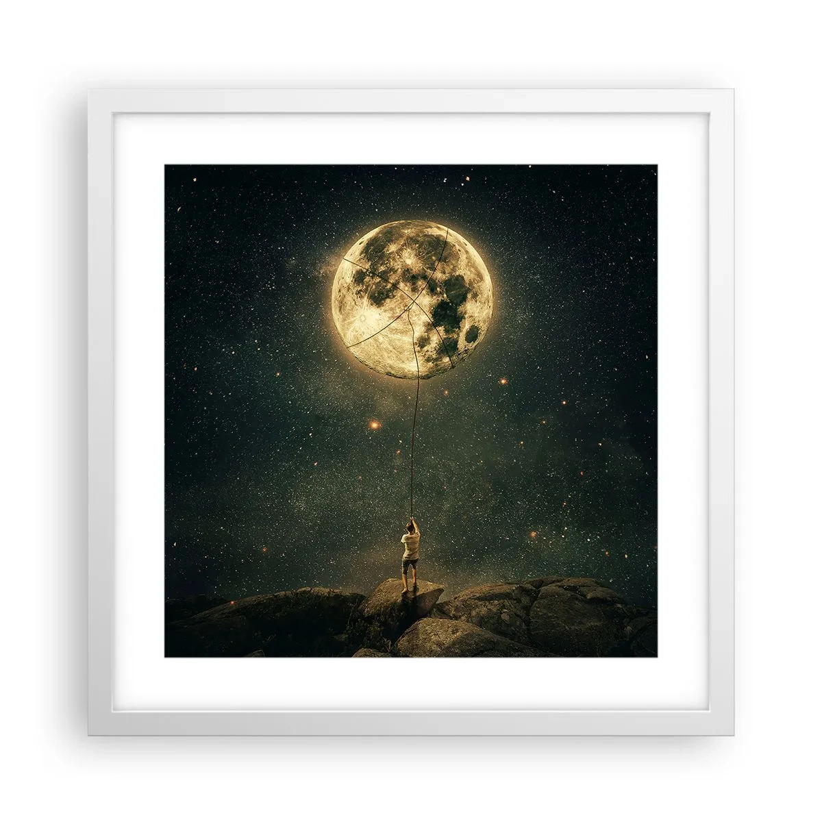 Póster en marco blanco - El que robó la luna - 40x40 cm