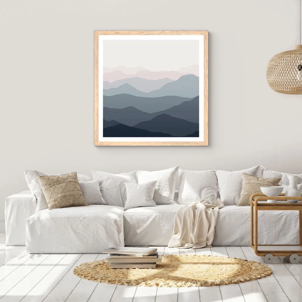 Póster en marco roble claro - Cordilleras a la vista - 50x50 cm