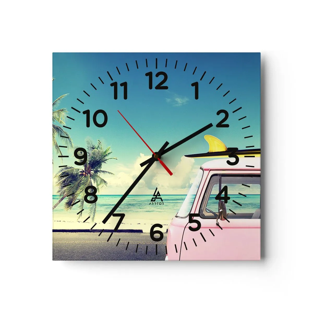 Reloj de pared - Reloj de vidrio - Comienzan las vacaciones - 40x40 cm