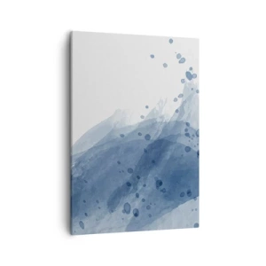 Cuadro sobre lienzo - Impresión de Imagen - Manchas y rayas abstractas en tonos azules - 50x70cm - Tul azul - Decoración de pared moderna para salón y dormitorio ARTTOR