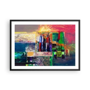 Póster en marco negro - Composición abstracta con figuras y patrones geométricos. - 70x50cm - Relaciones y emociones - Decoración de pared moderna para salón y dormitorio ARTTOR