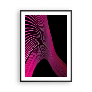 Póster en marco negro - Líneas dinámicas de color rosa sobre un fondo negro - 50x70cm - Avenida de luz - Decoración de pared moderna para salón y dormitorio ARTTOR