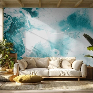 Fotomural Premium Canvas - Abstracción en tonos azules con delicados acentos de blanco. - 100x70cm - Remansos de azul - Decoración de pared moderna para salón y dormitorio ARTTOR