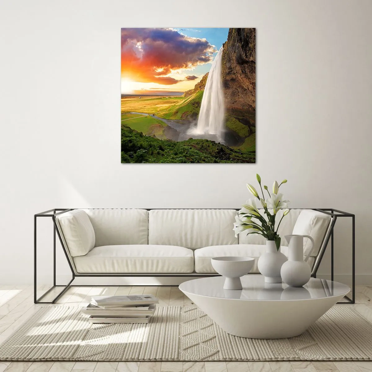 Cuadro sobre vidrio - Impresiones sobre Vidrio - La plenitud del verano islandés - 30x30 cm