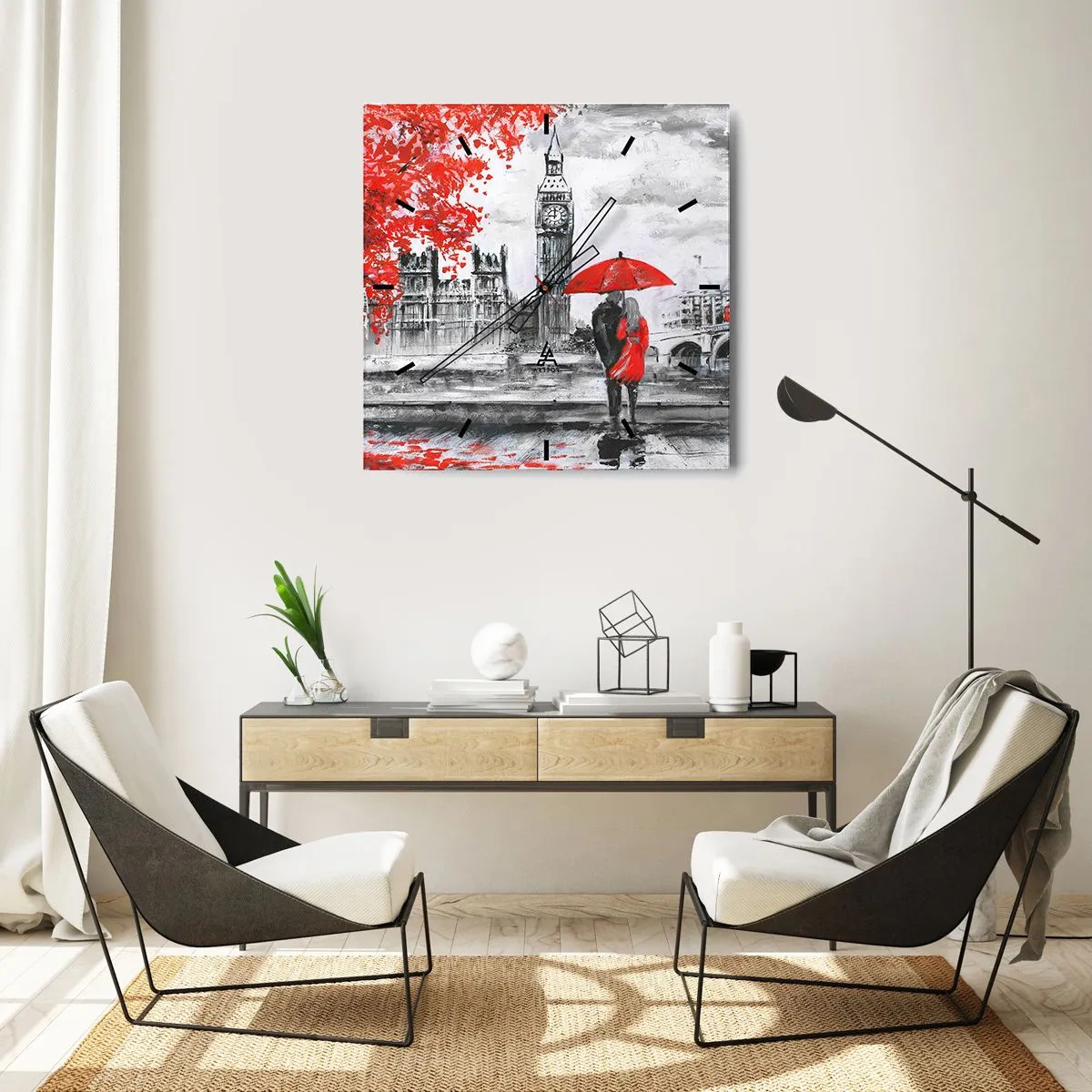 Reloj de pared - Reloj de vidrio - Londres enamora - 30x30 cm