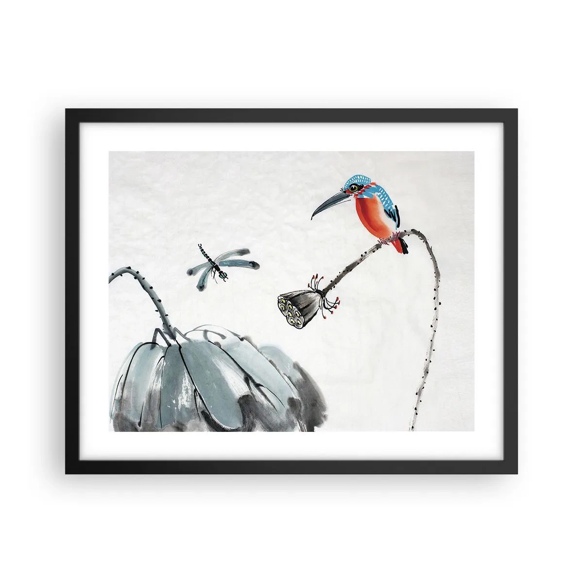 Póster en marco negro - La vida de la pradera - 50x40 cm