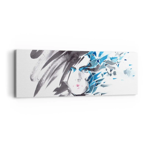 Cuadro sobre lienzo - Impresión de Imagen - Un sensual retrato en gris y azul - 90x30 cm