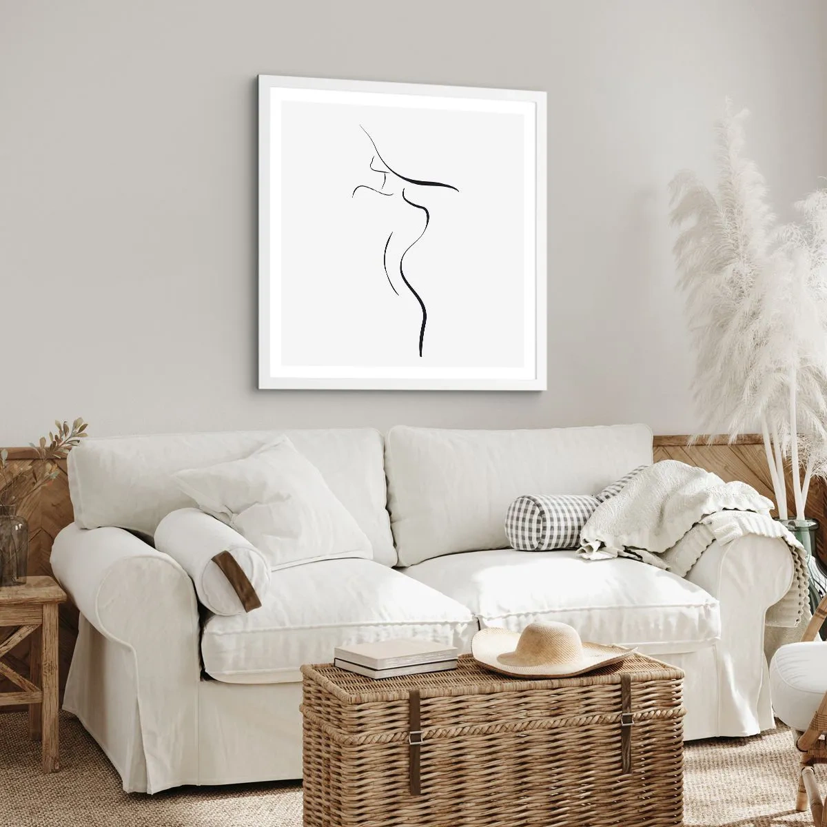 Póster en marco blanco - Escurridiza como una ola - 50x50 cm