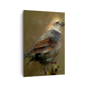 Cuadro sobre lienzo - Impresión de Imagen - Una interpretación artística de un gorrión sobre un fondo marrón. - 70x100cm - Pequeño gorrión - Decoración de pared moderna para salón y dormitorio ARTTOR