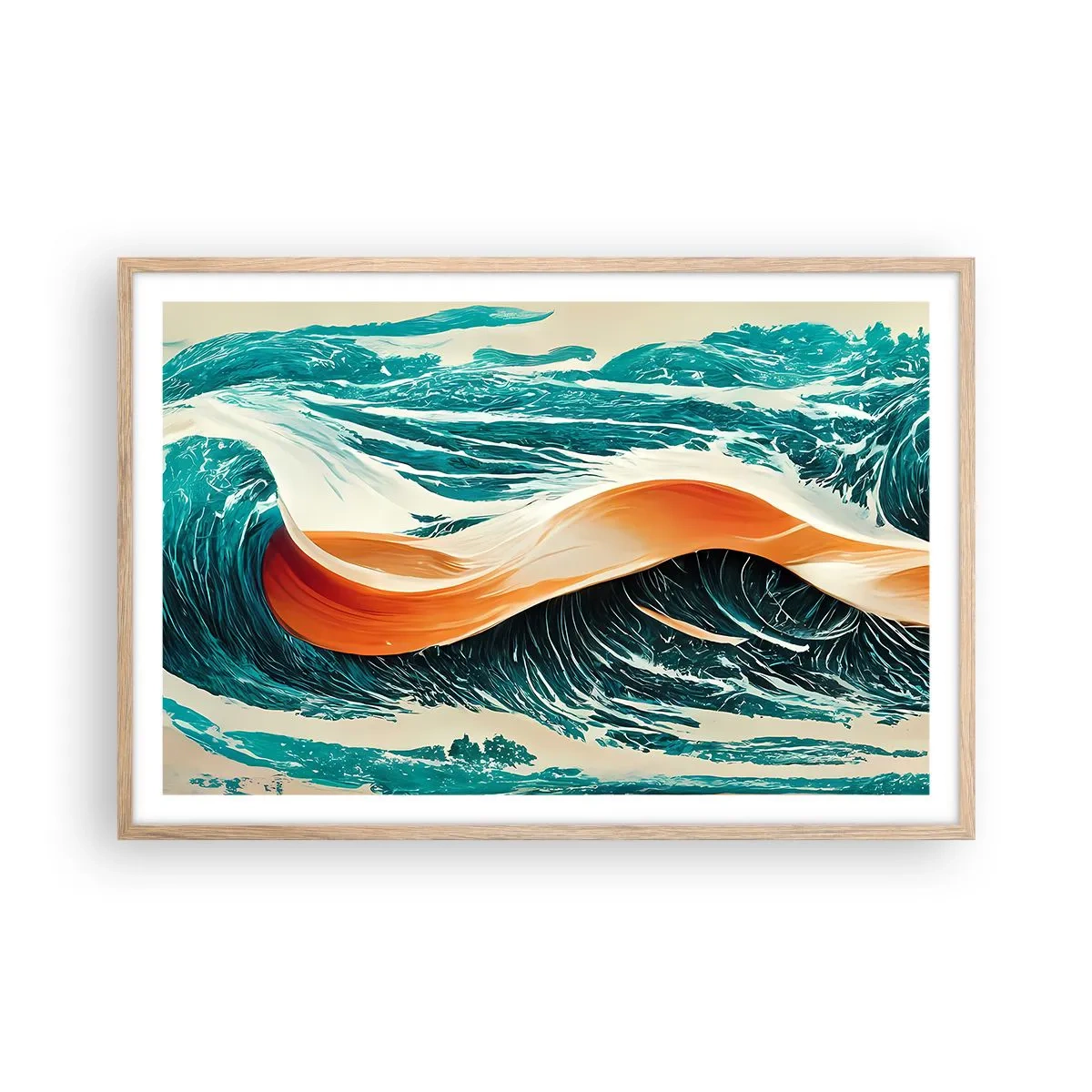 Póster en marco roble claro - El sueño de un surfista - 91x61 cm