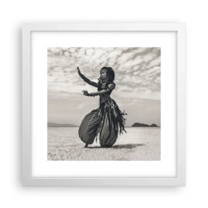 Póster en marco blanco - Danza de las Islas del Sur - 30x30 cm