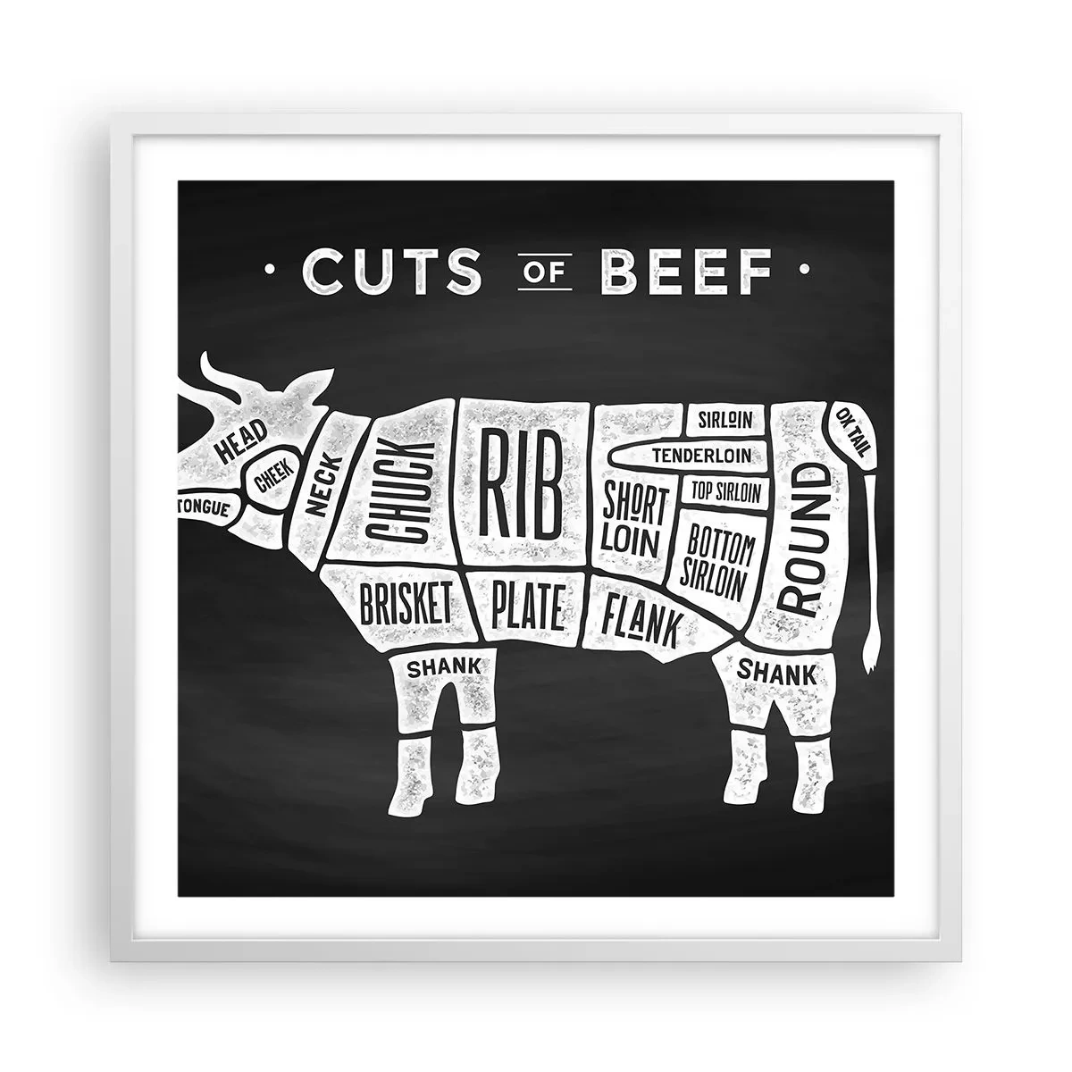 Póster en marco blanco - Manual del carnicero - 60x60 cm
