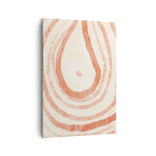 Cuadro sobre lienzo - Impresión de Imagen - Un motivo abstracto de líneas concéntricas en tonos terracota. - 70x100cm - Círculos de coral - composición - Decoración de pared moderna para salón y dormitorio ARTTOR