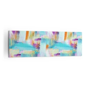 Cuadro sobre lienzo - Impresión de Imagen - Abstracción colorida con pinceladas dinámicas. - 160x50cm - Un alegre traductor de garabatos - Decoración de pared moderna para salón y dormitorio ARTTOR