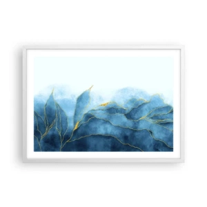 Póster en marco blanco - Oro y azul - 70x50 cm