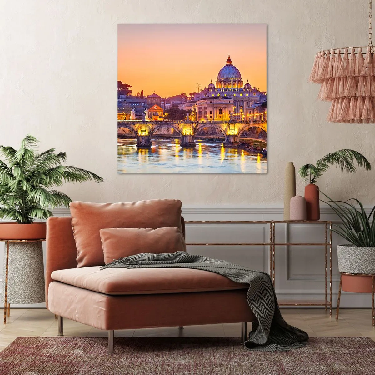Cuadro sobre lienzo - Impresión de Imagen - Crepúsculo sobre la Ciudad Eterna - 30x30 cm