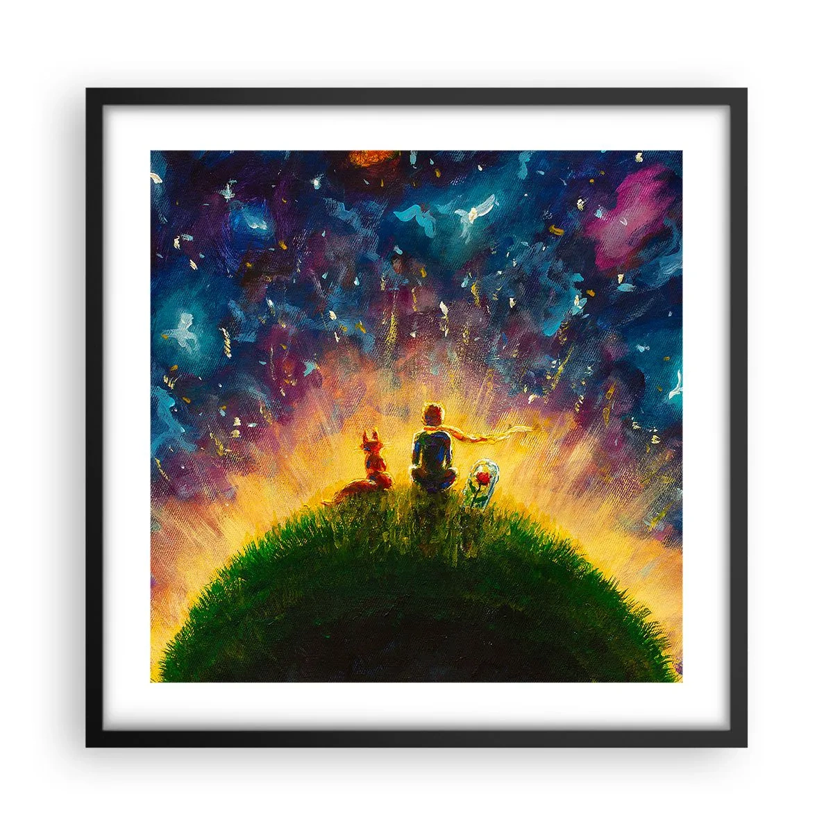 Póster en marco negro - Amor y amistad - lo único entero - 50x50 cm