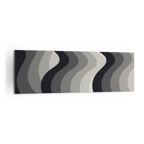 Cuadro sobre lienzo - Impresión de Imagen - Patrones ondulados en blanco y negro en tonos de gris. - 160x50cm - Ola tras ola - Decoración de pared moderna para salón y dormitorio ARTTOR
