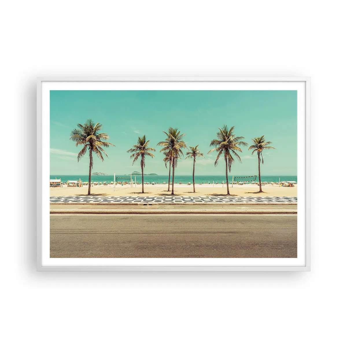 Póster en marco blanco - En la playa - 100x70 cm