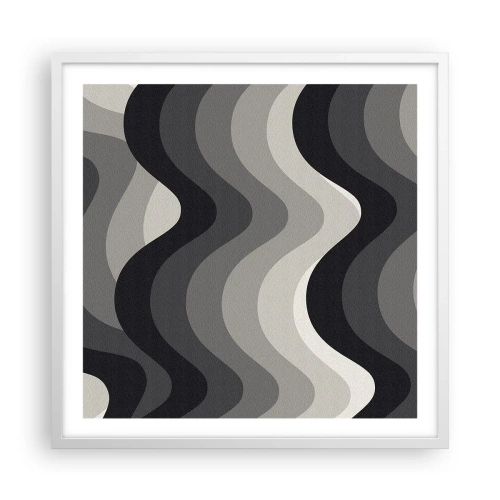 Póster en marco blanco - Ola tras ola - 60x60 cm