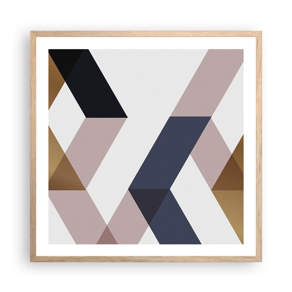 Póster en marco roble claro - Rectas y ángulos - 60x60 cm