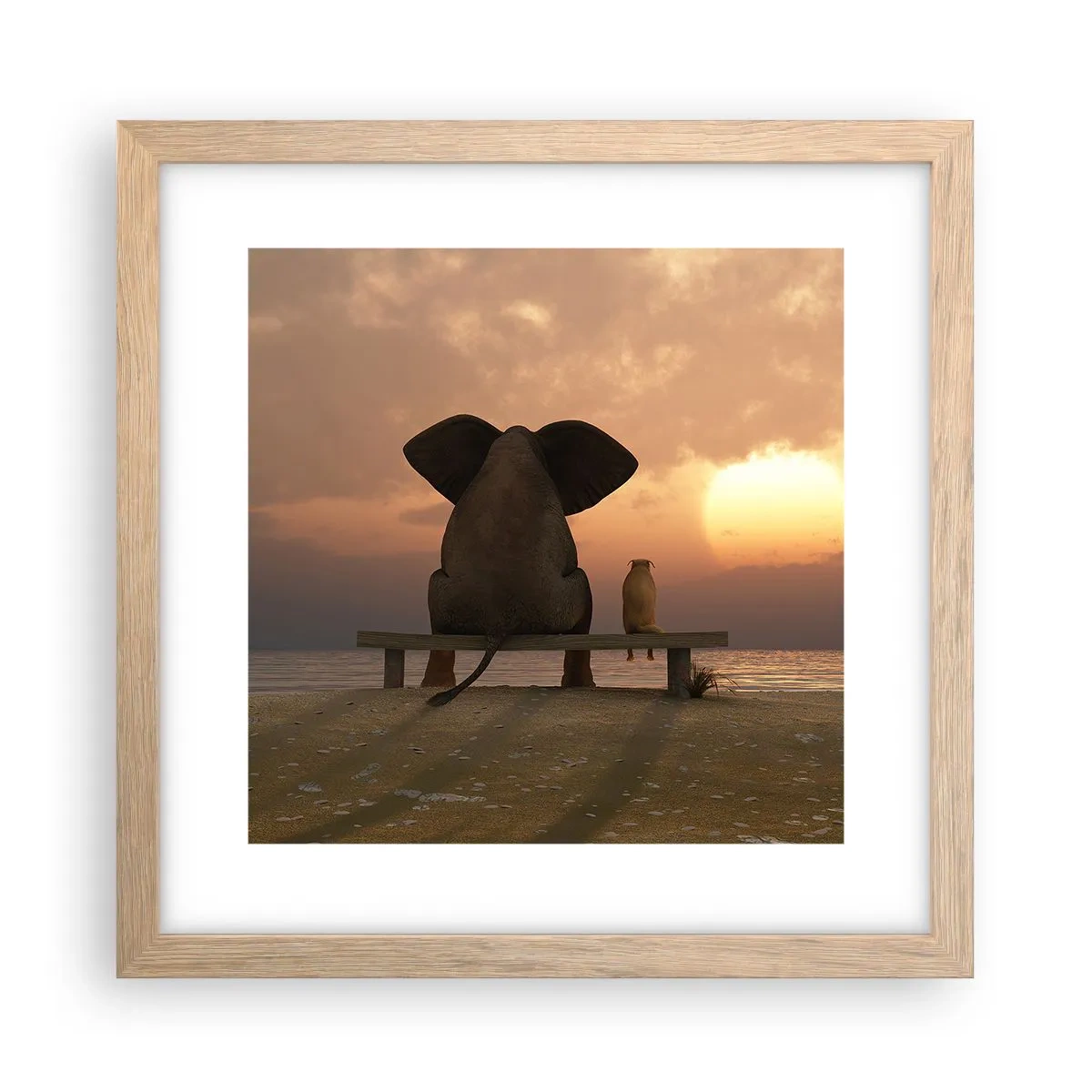 Póster en marco roble claro - Es bueno estar en silencio juntos - 30x30 cm