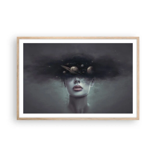 Póster en marco roble claro - Y los planetas sienten... - 91x61 cm