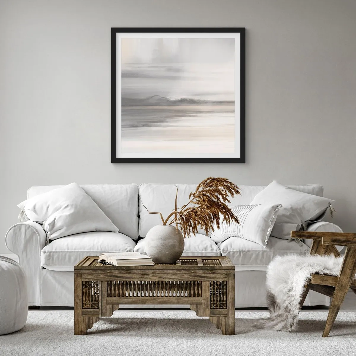 Póster en marco negro - Una distancia reflexiva - 30x30 cm