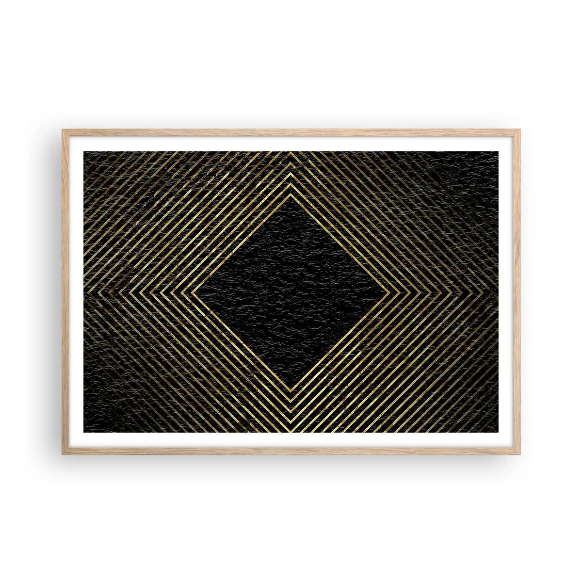 Póster en marco roble claro - Geometría al estilo glamour - 100x70 cm