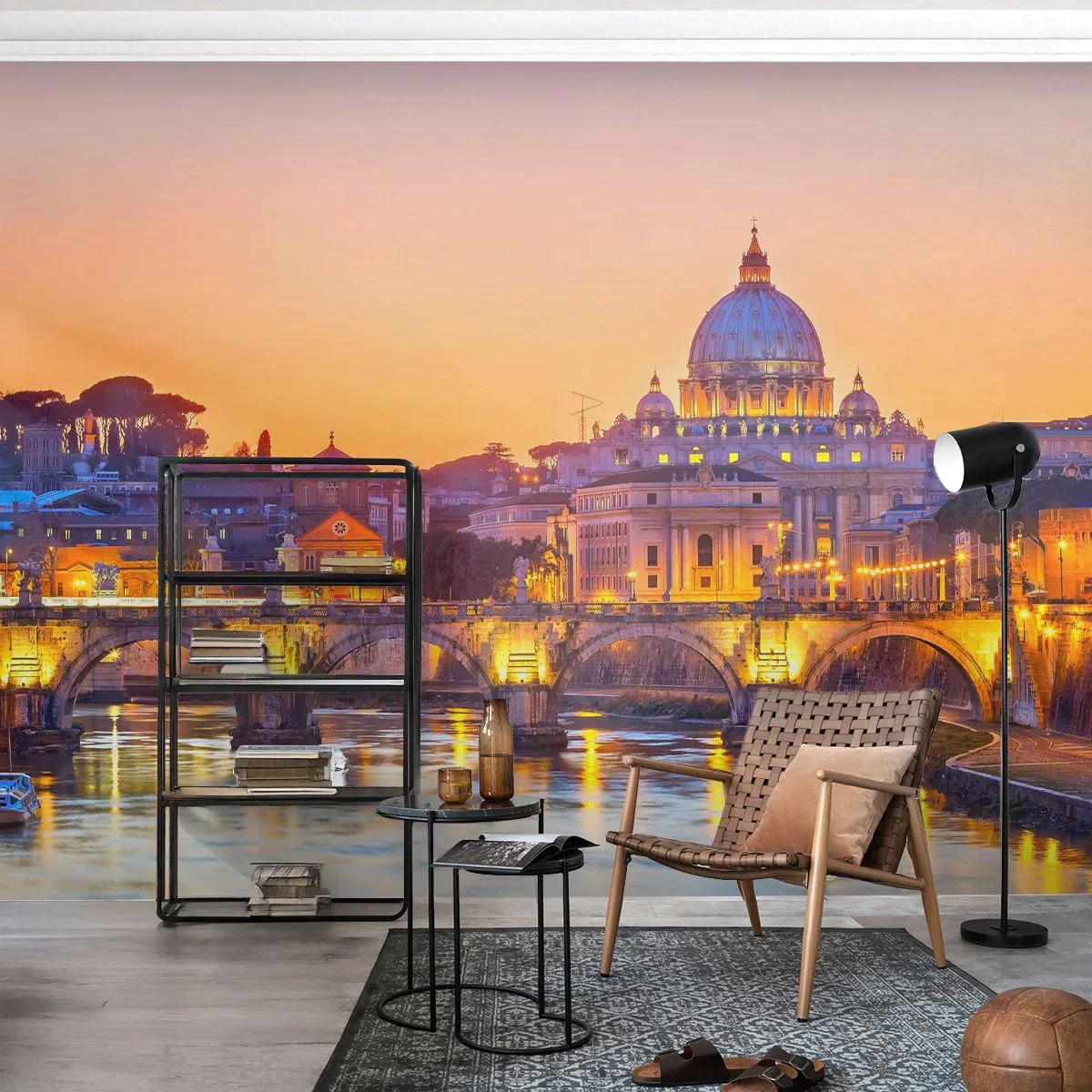Fotomural Premium Sand - Crepúsculo sobre la Ciudad Eterna - Ciudad, Roma, Arquitectura - 100x70 cm