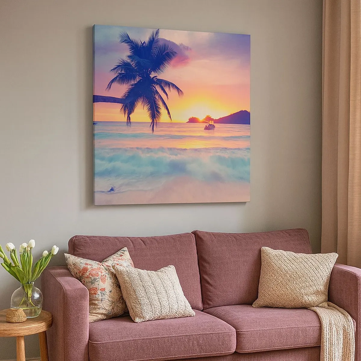 Cuadro sobre lienzo - Impresión de Imagen - Atardecer en la bahía - 30x30 cm