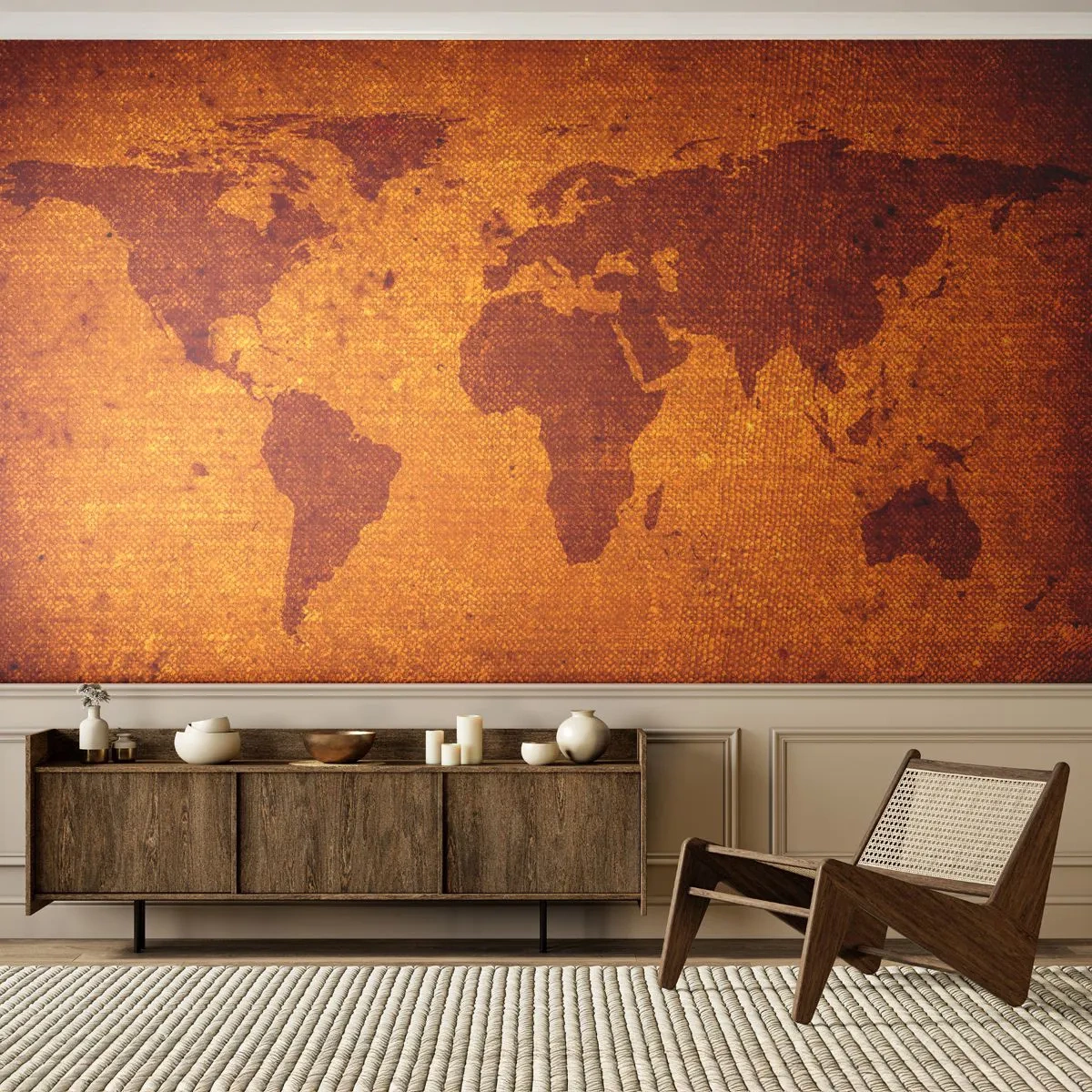 Fotomural Premium Sand - Invitación a un viaje - Mapas del mundo, Continentes, Viajes - 200x140 cm