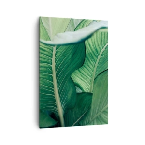 Cuadro sobre lienzo - Impresión de Imagen - Hojas verdes con detalles expresivos y estructura. - 70x100cm - Vida intensamente verde - Decoración de pared moderna para salón y dormitorio ARTTOR