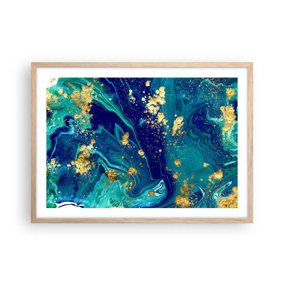 Póster en marco roble claro - Pétalos de sol  - 70x50 cm