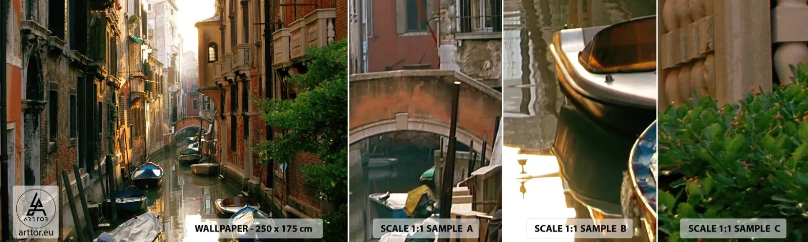 Muestra de fotomural autoadhesivo Deluxe Sticker - En un callejón veneciano - Paisaje, Arquitectura, Venecia - 100x30 cm