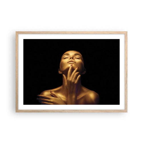 Póster en marco roble claro - Como seda dorada - 70x50 cm